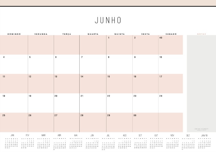 Calendários de junho: para baixar e imprimir | Blog Divirta-se Organizando