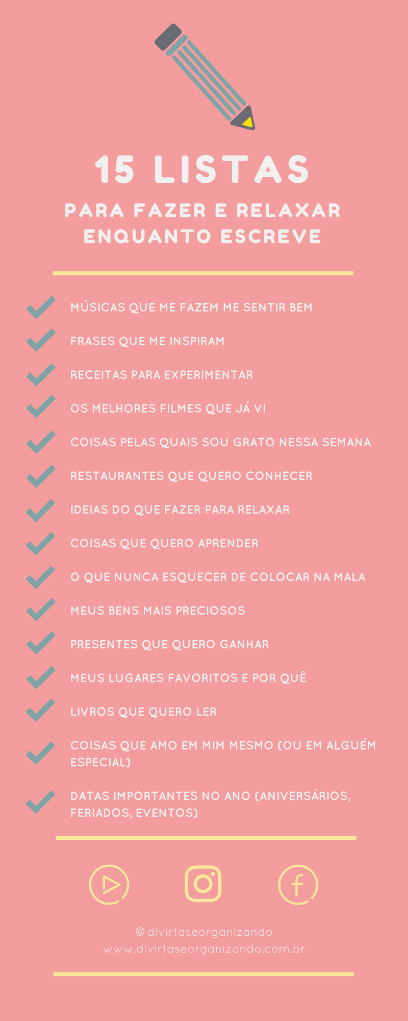 15 listas para fazer e relaxar enquanto escreve | Blog Divirta-se Organizando